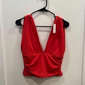 Abercrombie & Fitch Bright Red V-Neck Sleeveless Top